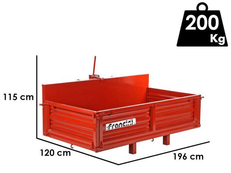 Francini P 190 - Caj&oacute;n de transporte para tractor - Basculante - 3 laterales abatibles