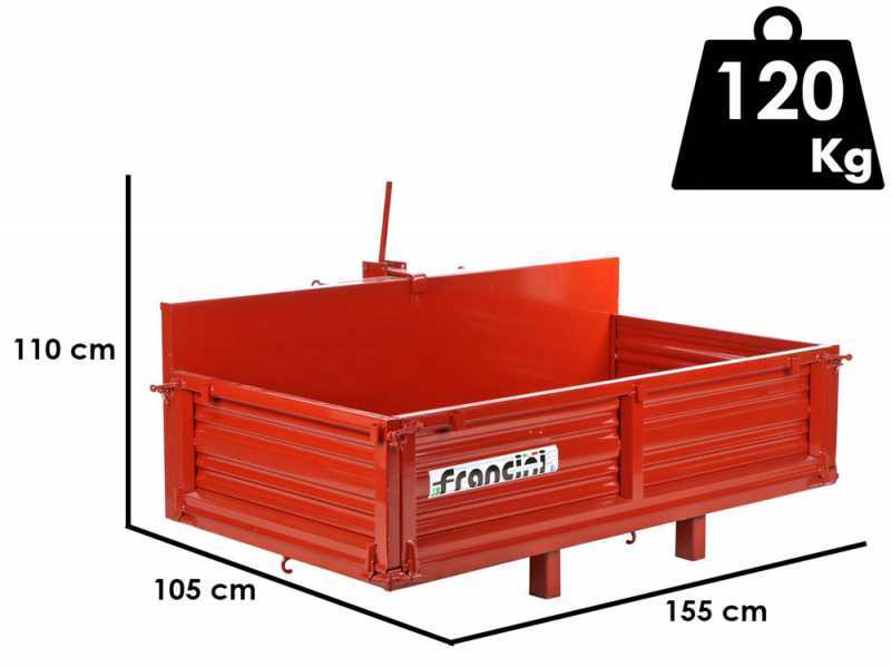 Francini P 150 - Caj&oacute;n de transporte para tractor - Basculante - 3 laterales abatibles