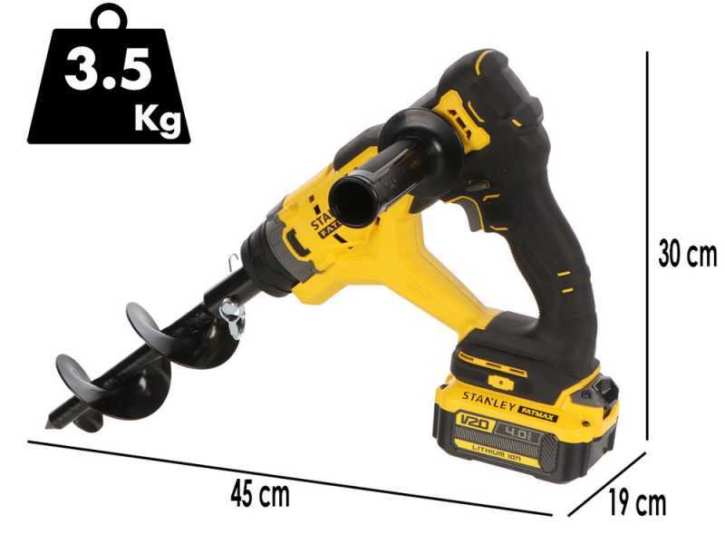 Stanley Fatmax SFMCGA75 - Ahoyador de bater&iacute;a - 20 V 4 Ah - Broca de 15.5 cm incluida