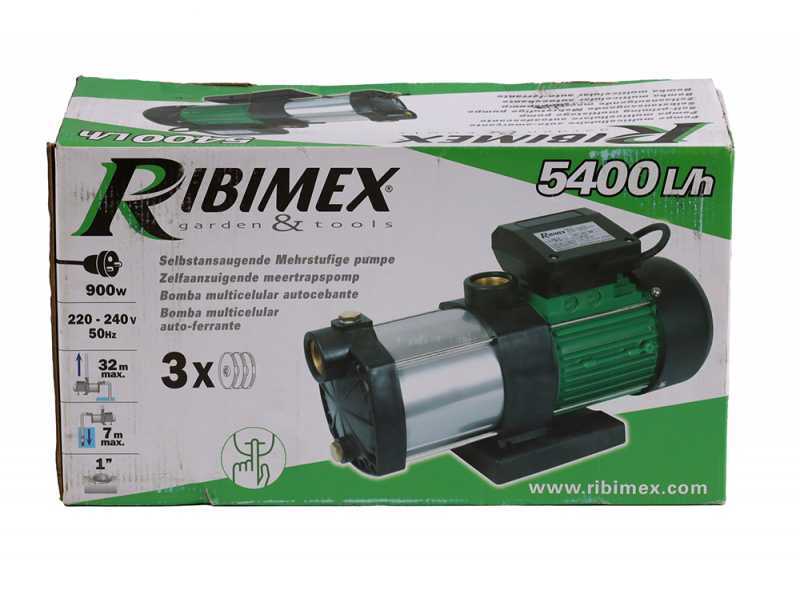Ribimex PRMCA3P - Bomba autocebante el&eacute;ctrica de jard&iacute;n - 3 turbinas - 900 W