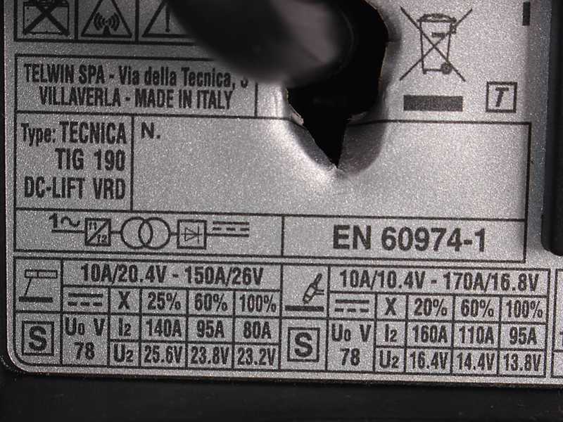 Telwin Tecnica Tig 190 DC - Soldadora Inverter (MMA,TIG LIFT), corriente continua (DC)