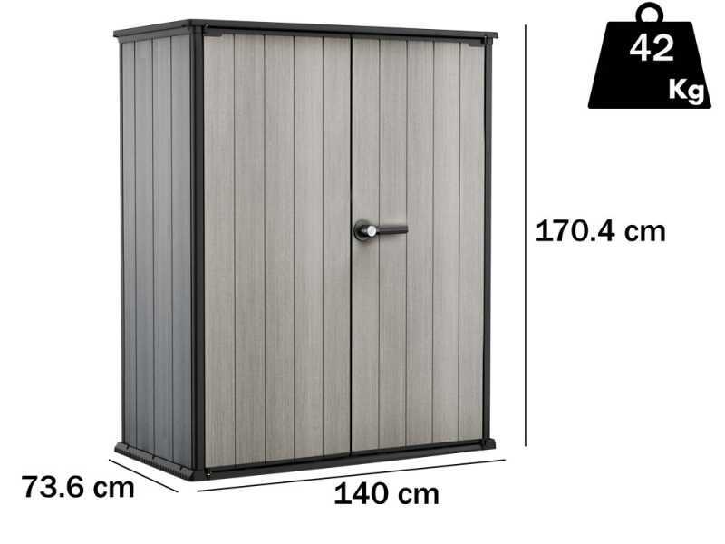 Keter High Store - Armario de jard&iacute;n para herramientas - 140x73.6x170.4 cm