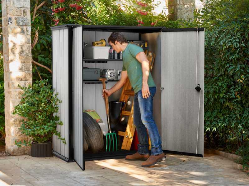Keter High Store - Armario de jard&iacute;n para herramientas - 140x73.6x170.4 cm