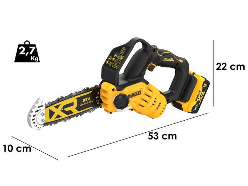 DeWalt DCMPS520P1-QW - Electrosierra de poda - 18V 5Ah - Espada de 20 cm