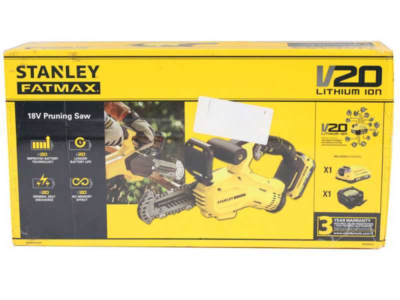 Stanley Fatmax SFMCPS415 - Motosierra de poda de bater&iacute;a - 20 V - BATER&Iacute;A Y CARGADOR NO EST&Aacute;N INCLUIDOS