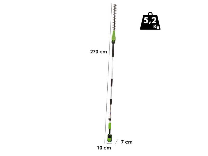Greenworks G48PHTII - Cortasetos de bater&iacute;a con p&eacute;rtiga - 48V 4Ah