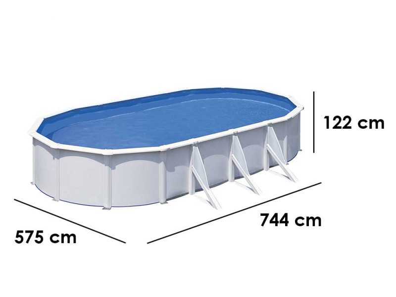 Gre Fidji Ovalada 730x375x120cm - Piscina desmontable de acero