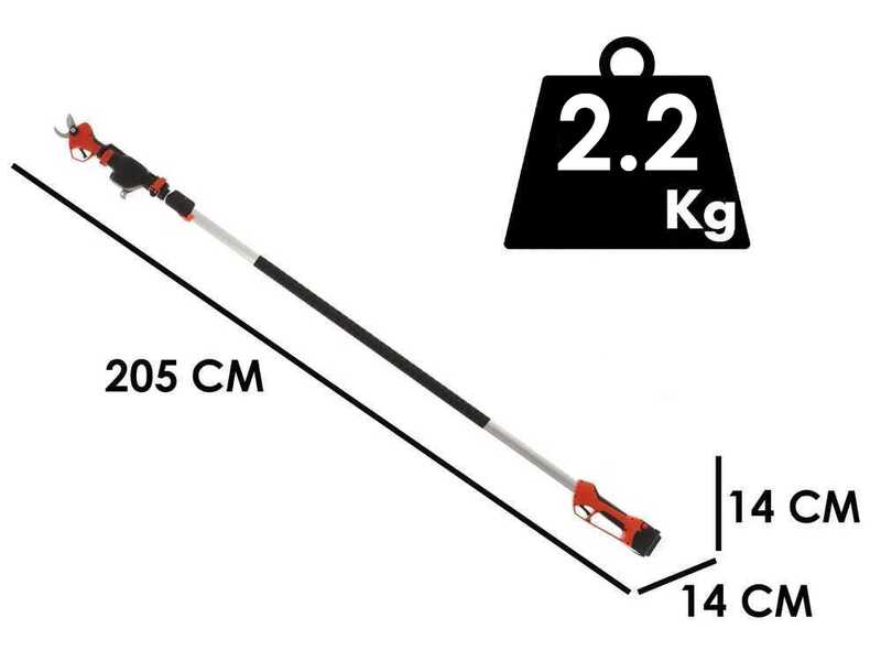 Stocker Magma E-35TP - Tijera de poda de bater&iacute;a con p&eacute;rtiga - 21.6V/2.6 Ah - 205/325 cm