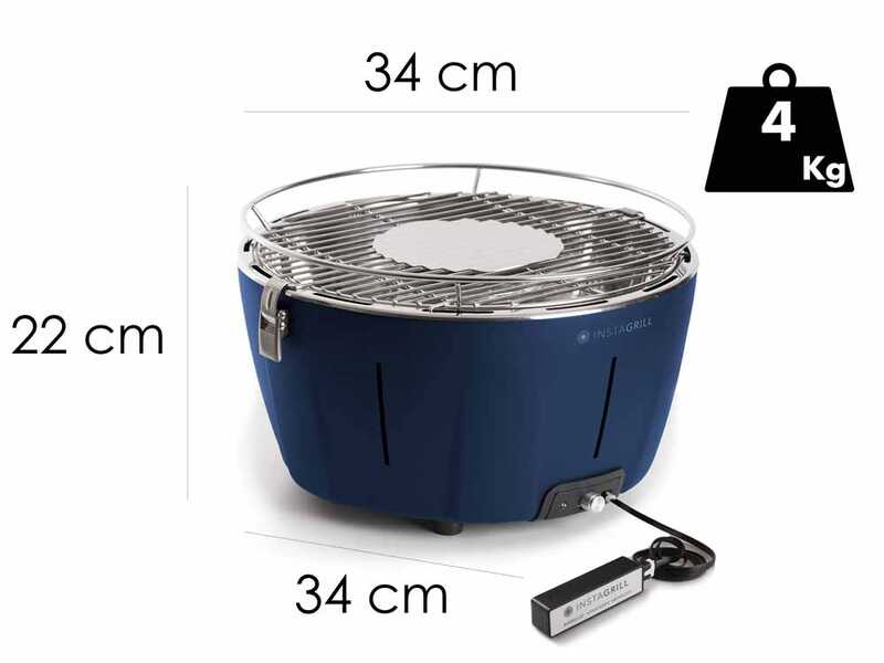 Classe InstaGrill - Barbacoa de mesa sin humo a carb&oacute;n - Azul oc&eacute;ano