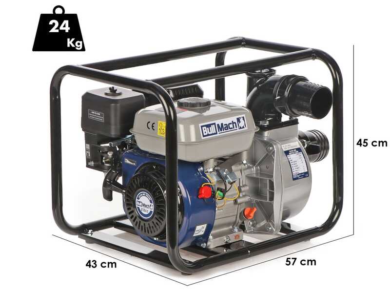 BullMach LYMPHIA 80 - Motobomba de gasolina - con racores de 80 mm
