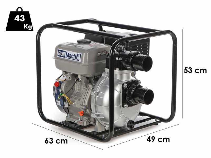 BullMach NAYLA 80 - Motobomba de gasolina - Gran altura de elevaci&oacute;n - con racores de 80 mm