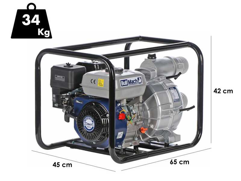 BullMach NERINA 80 - Motobomba de gasolina - Para agua sucia - con racores de 80 mm