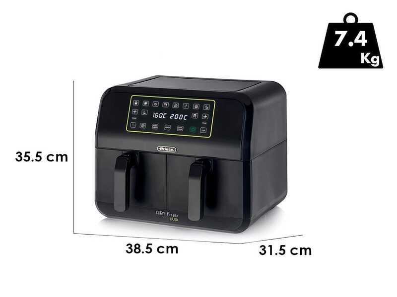 Ariete 4623 Airy Fryer Dual - Freidora de aire digital recipiente doble