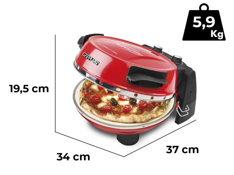 G3 Ferrari Pizzeria Snack Napoletana EVO Rojo - Horno el&eacute;ctrico para pizza - Piedra refractaria