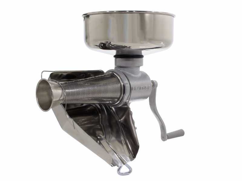 Reber 8502 N - Trituradora de tomate manual N.5 - Tolva y bandeja de acero inoxidable