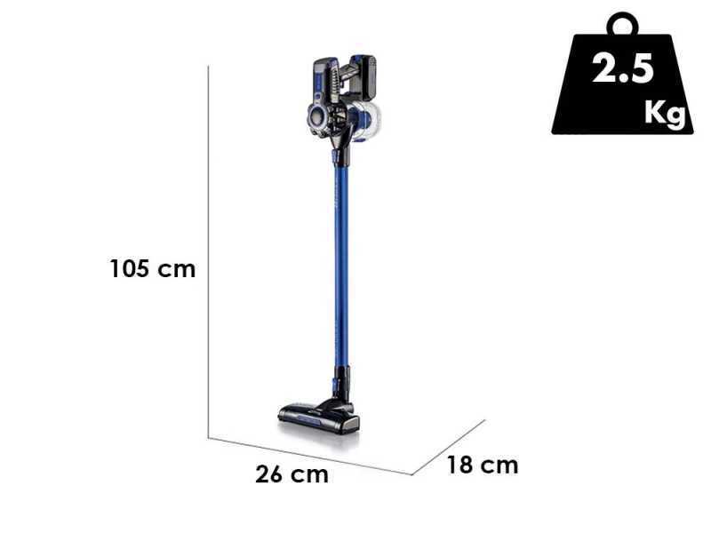Ariete Lithium Azul - Escoba el&eacute;ctrica recargable sin cable - Bater&iacute;a de iones de litio 22.2 V/ 2.2 Ah