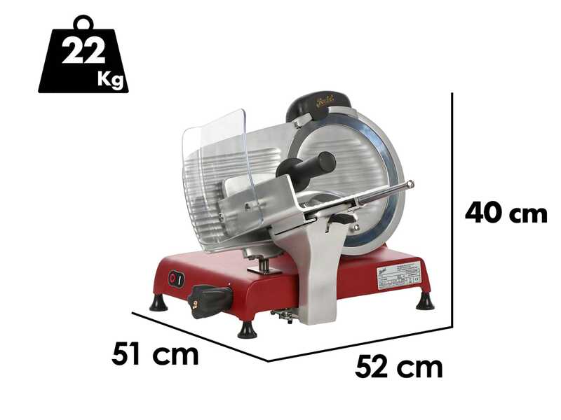 Berkel Red Line 250 Rojo Mate - Cortadora de fiambre con cuchilla de acero de 250 mm