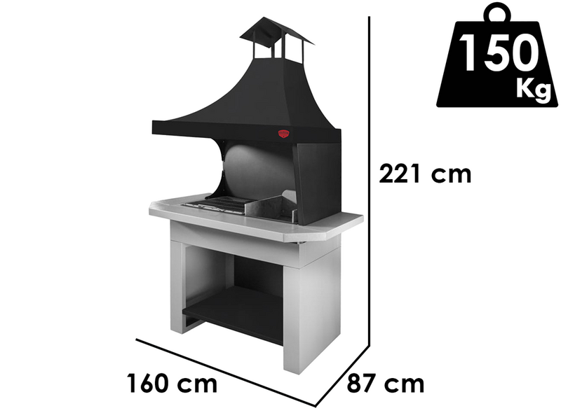 Edilmark Fal&ograve; - Barbacoa de acero de le&ntilde;a y carb&oacute;n