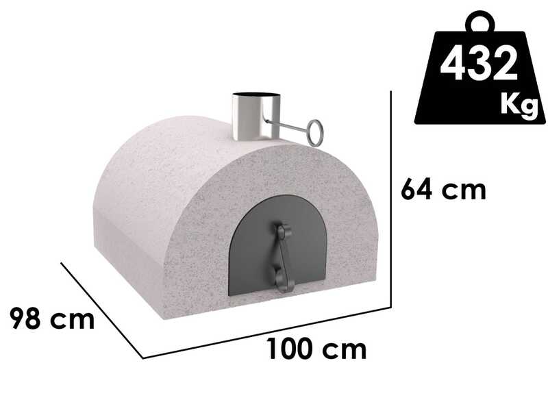 Edilmark FR 1600 - Horno de le&ntilde;a de empotrar con superficie de cocci&oacute;n 86x84 cm