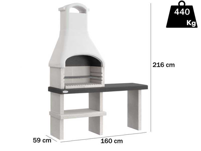 Palazzetti Orlando - Barbacoa de obra de le&ntilde;a y carb&oacute;n - Con mesa lateral