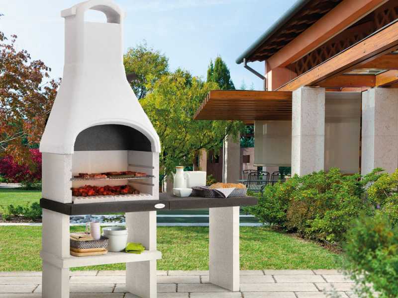 Palazzetti Orlando - Barbacoa de obra de le&ntilde;a y carb&oacute;n - Con mesa lateral