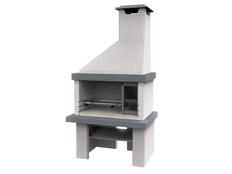 Edilmark Happy - Barbacoa de obra de le&ntilde;a y carb&oacute;n - Chimenea y fuego a la derecha