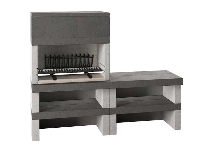 Edilmark KUBO.1 - Barbacoa de le&ntilde;a y carb&oacute;n - Fuego trasero y banco reversible