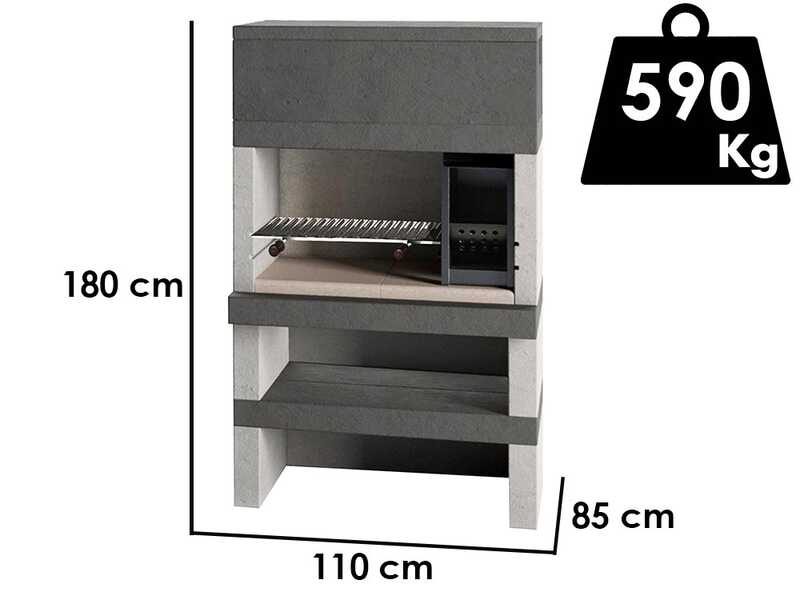 Edilmark KUBO - Barbacoa de le&ntilde;a y carb&oacute;n - Fuego a la derecha