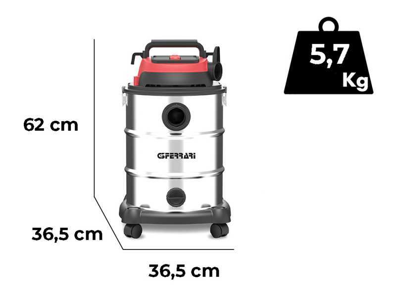 G3 Ferrari Fusto - Aspirador de s&oacute;lidos y l&iacute;quidos - Bid&oacute;n de 30 L