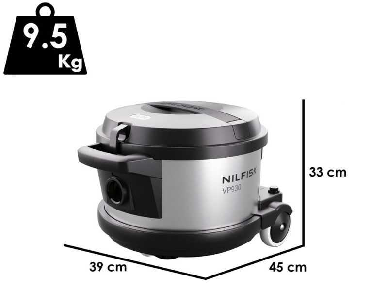 Nilfisk VP 930 Eco Pro Hepa EU - Aspirador profesional - Bid&oacute;n de acero 15 l - 400W