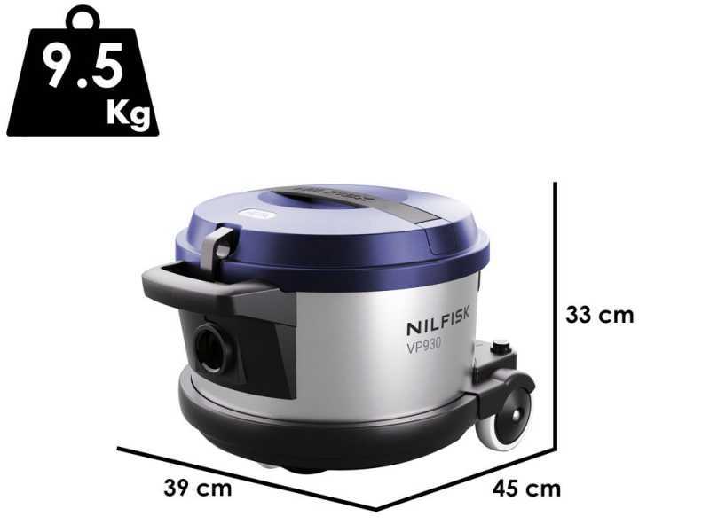 Nilfisk VP 930 Eco Pro Hepa Azul HF EU - Aspirador profesional - Bid&oacute;n de acero 15 l - 760W