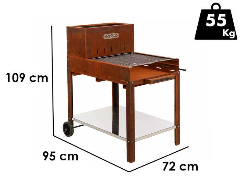 Barbacoa de le&ntilde;a y carb&oacute;n Super Flipper de corten