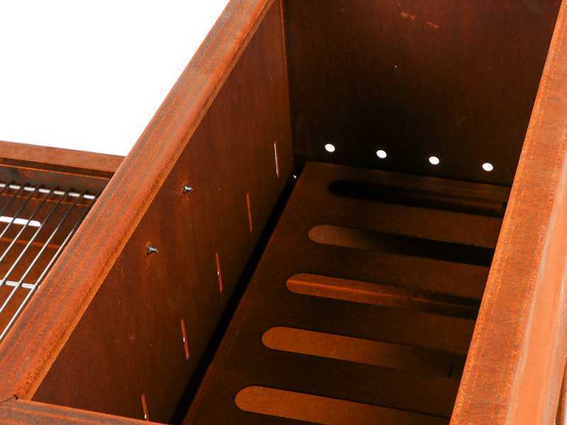 Barbacoa de le&ntilde;a y carb&oacute;n Super Flipper de corten
