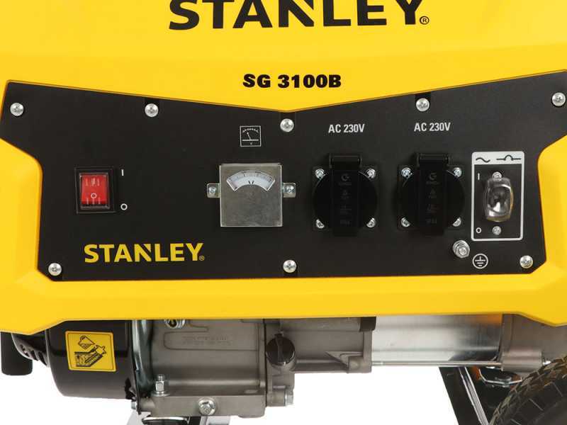 Stanley SIG 3100B - Generador de corriente a gasolina - AVR 2.9 kW - Continua 2.6 kW Monof&aacute;sica