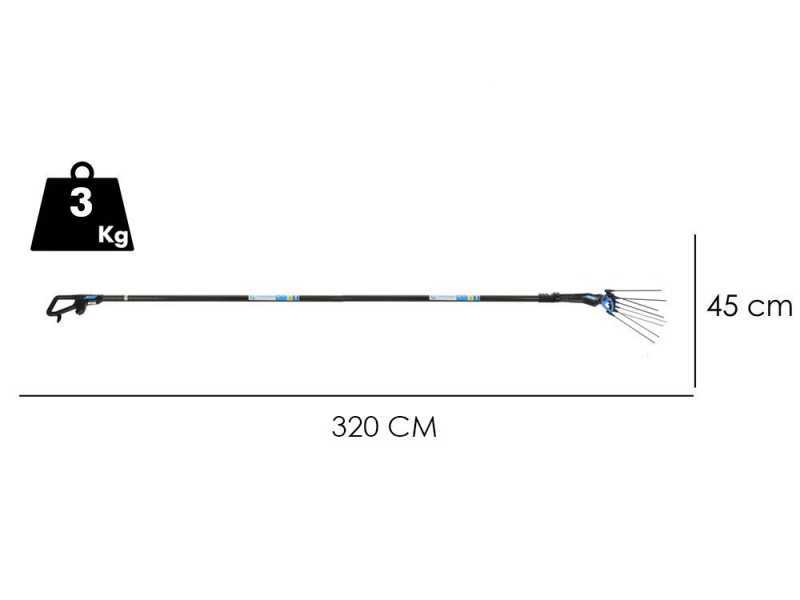 Campagnola MASTER PLUG-IN - P&eacute;rtiga Carbono y Aluminio de 150-220 cm - Vareador de aceitunas el&eacute;ctrico de bater&iacute;a - 21V 5Ah