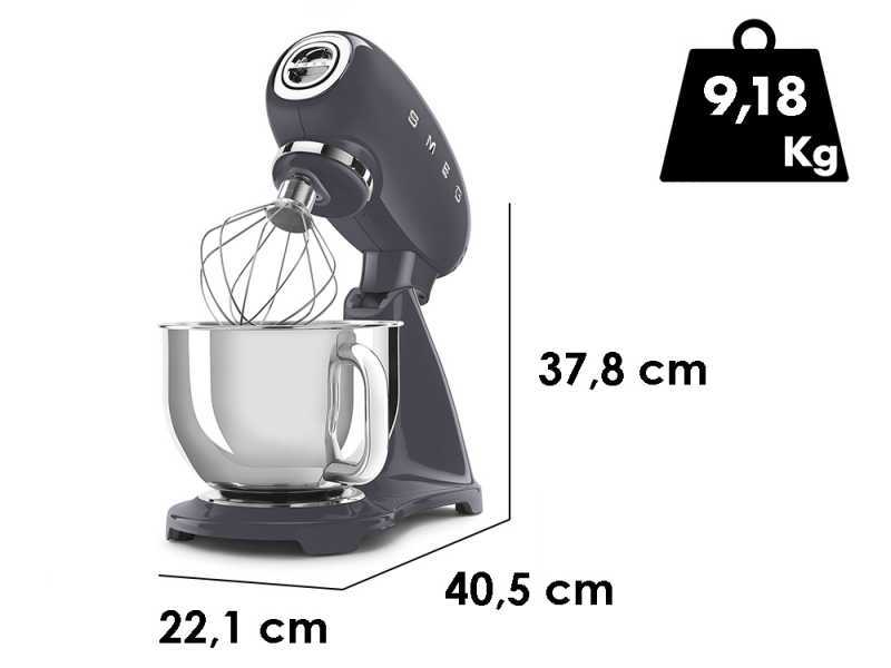 Smeg Full Color Gris - Amasadora Planetaria - Cuba de acero inoxidable de 4,8 litros