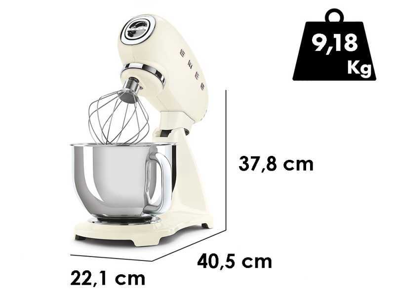 Smeg Full Color Crema - Amasadora Planetaria - Cuba de acero inoxidable de 4,8 litros