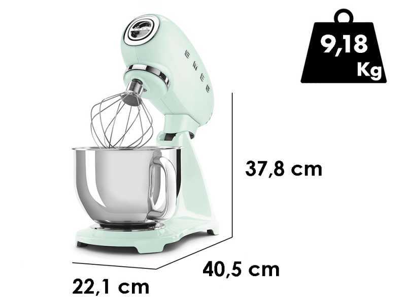 Smeg Full Color Verde Pastel - Amasadora Planetaria - Cuba de acero inoxidable de 4,8 litros