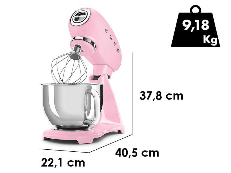 Smeg Full Color Rosa - Amasadora Planetaria - Cuba de acero inoxidable de 4,8 litros