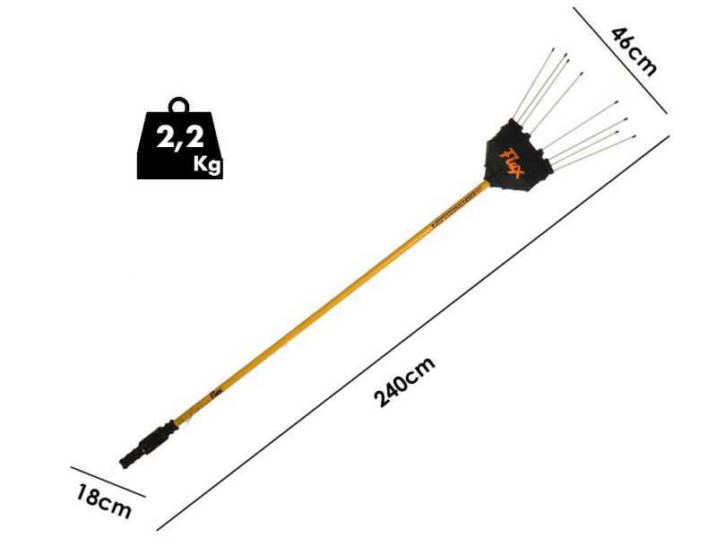 Oliviero Flex PPF Fijo - Vareador de aceitunas con bater&iacute;a de litio - P&eacute;rtiga de aluminio fija 240 cm