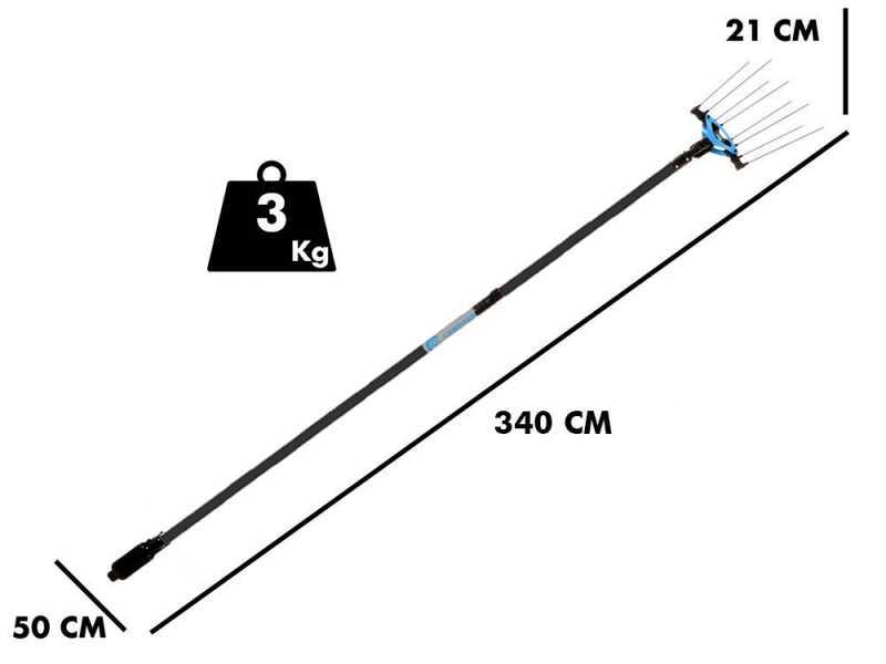 Campagnola Icarus V1 ECO Plug-in - P&eacute;rtiga de carbono de 150-220 cm - Vareador de aceitunas el&eacute;ctrico de bater&iacute;a - 21V 5Ah