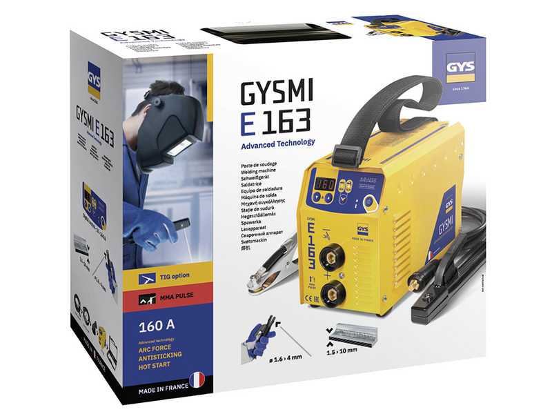 GYS Gysmi E163 - Soldadora Inverter (MMA, TIG Lift) - Corriente continua (DC) - Malet&iacute;n