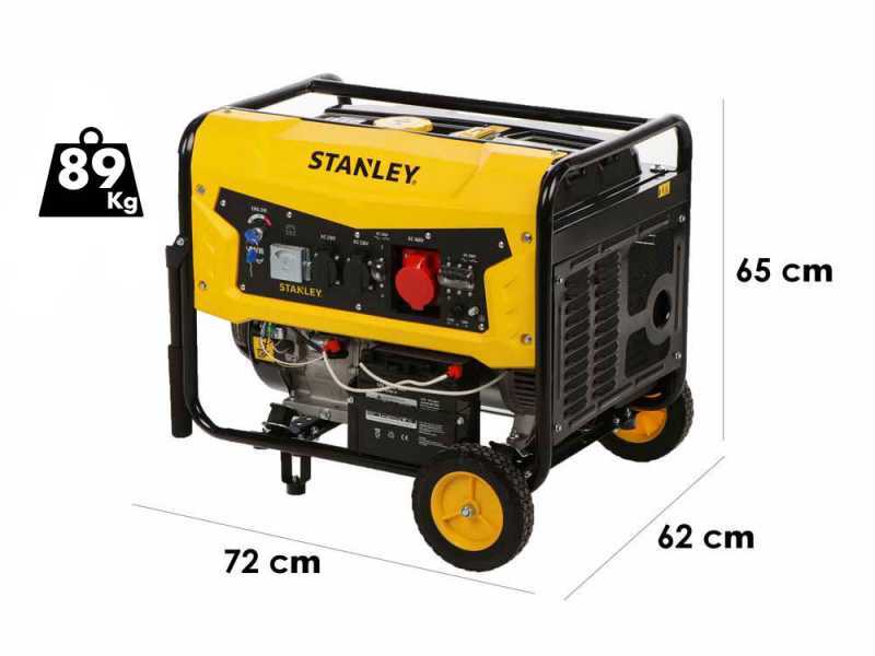 Stanley SG 6500B - Generador de corriente a gasolina - AVR - 6,5 kW - Continua 6 kW Trif&aacute;sica
