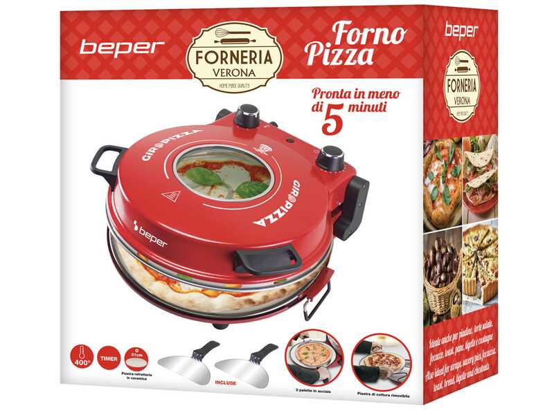 Beper P101CUD301 - Horno el&eacute;ctrico para pizza - Piedra refractaria