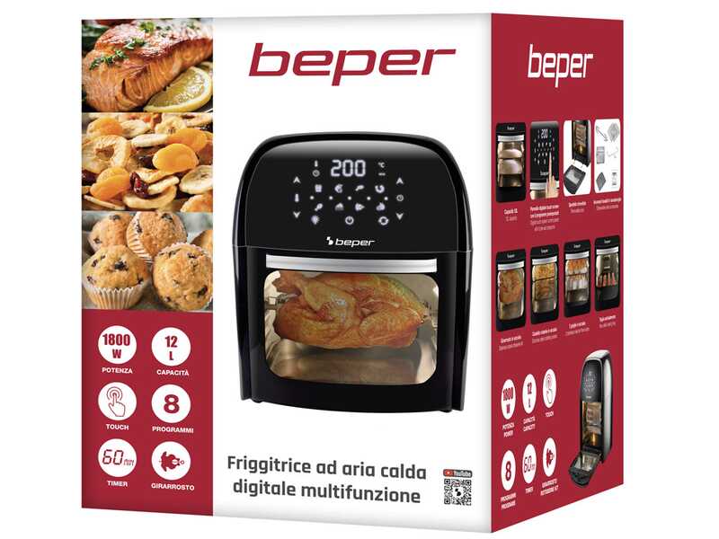 Beper P101FRI012 - Horno el&eacute;ctrico - Freidora de aire digital - 12 L