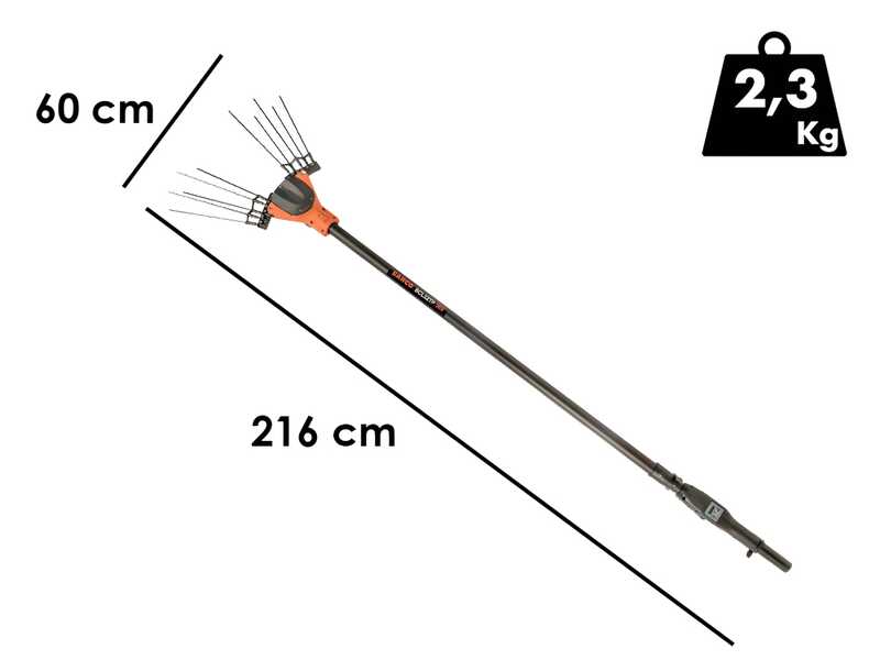 Bahco BCL52TP 36V - Vareador de aceitunas el&eacute;ctrico de bater&iacute;a - P&eacute;rtiga Telesc&oacute;pica de carbono de 216-296 cm