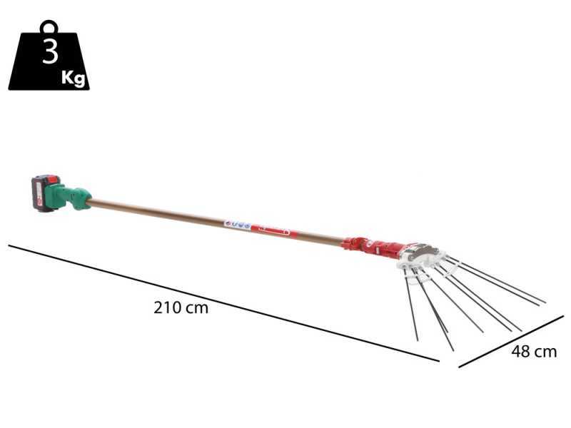 Sbaraglia Super23 Cordless - Vareador de aceitunas el&eacute;ctrico de bater&iacute;a - P&eacute;rtiga de aluminio 150/250 cm - 3x (21V-5.2Ah)