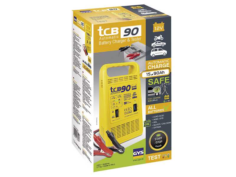 GYS TCB 90 - Cargador de bater&iacute;as Autom&aacute;tico - Bater&iacute;as 12V de 15 a 90ah