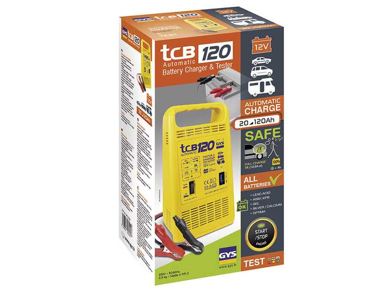 GYS TCB 120 - Cargador de bater&iacute;as Autom&aacute;tico - Bater&iacute;as 12V de 20 a 120ah