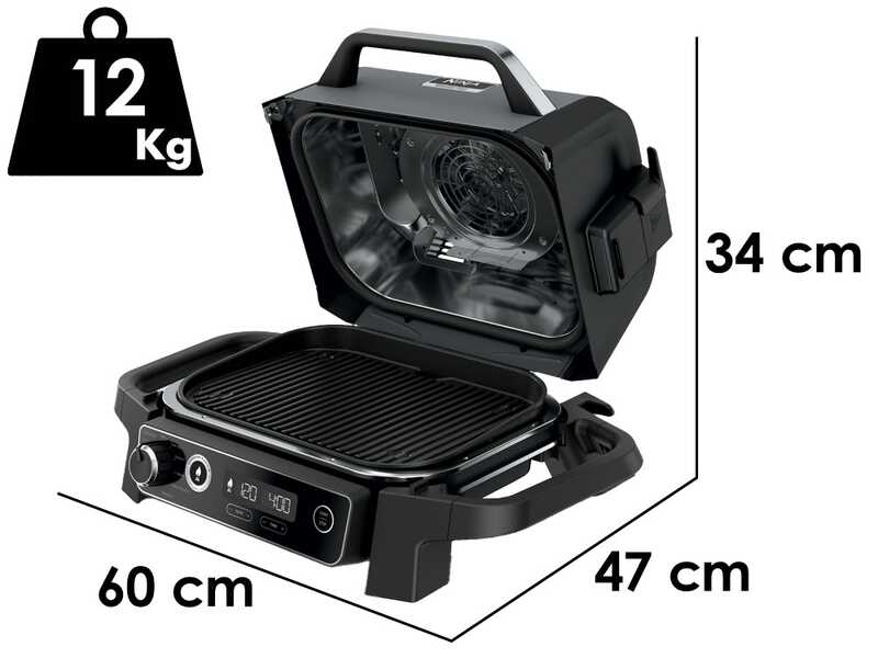 Ninja Woodfire OG701EU - Barbacoa el&eacute;ctrica con ahumador y freidora de aire